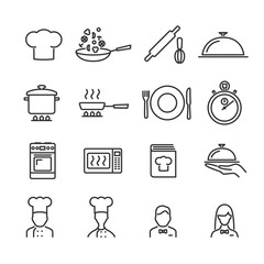 Vector image set of cooking line icons.