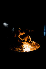 Burning flame fire isolated on a black background