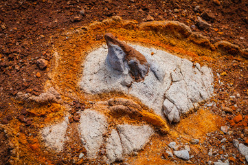 Natural background of petrified lava on the coast of the island. Madeira. Portugal