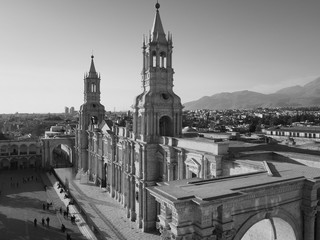 Plaza de armas and cathedral in Arequipa, Peru