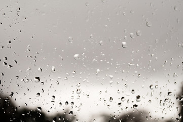 autumn, drops of rain on the window, late rain autumn