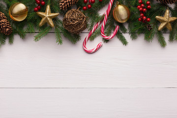 Christmas background with fir tree and decoration