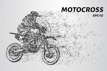 Motocross particles. The rider enters the turn.