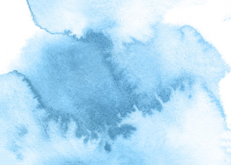 Blue brush abstract watercolor background.