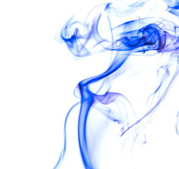 Blue smoke on white background
