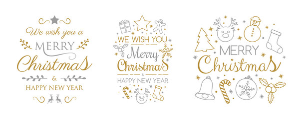 Christmas banners with ornaments and greetings - collection. Vector.