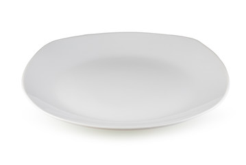 White ceramic plate isolated on white background with clipping path. Stack image