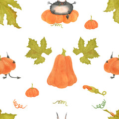 Halloween devils watercolor seamless pattern