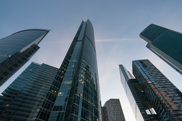 Moscow City buildings made of glass and metal. Moscow City the modern business district of Moscow