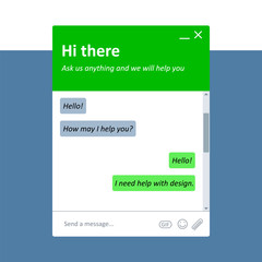 Simple and modern live chat window for a websites.