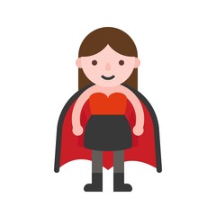 vampire girl, children in Halloween costume, flat design