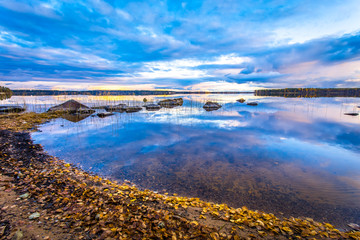 Autumn lake view from Sotkamo, Finland.