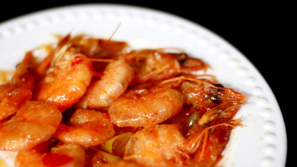 Chili shrimp dish. Indonesian popular cuisine.  