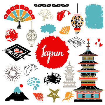 Japan travel icons