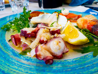 delicious dish of fresh mixed seafood