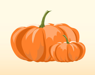 Two pumpkins over beige