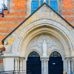 Exterior of the Catholic Church in Ciężkowice, Poland