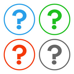 Question mark in circle. FAQ button. Vector icon.