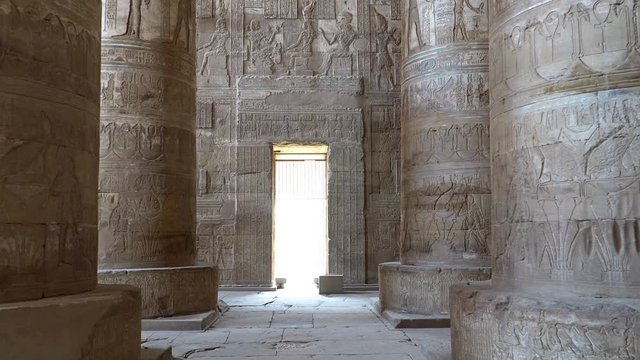 Interior of Dendera temple or Temple of Hathor. Egypt. Dendera, Denderah, is a small town in Egypt. Dendera Temple complex, one of the best-preserved temple sites from ancient Upper Egypt.