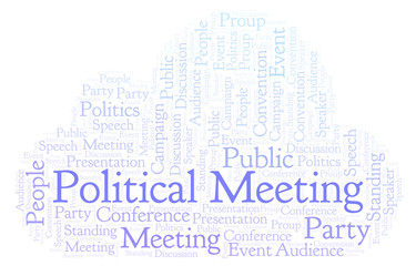 Obraz premium Political Meeting word cloud.