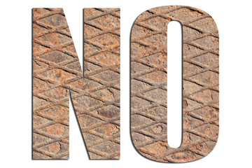 NO – with metal texture on white background