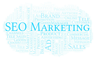 Obraz premium Word cloud with text SEO Marketing.