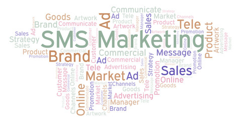 Obraz premium Word cloud with text SMS Marketing.