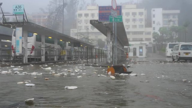 Hurricane Typhoon Mangkhut near bus station v1