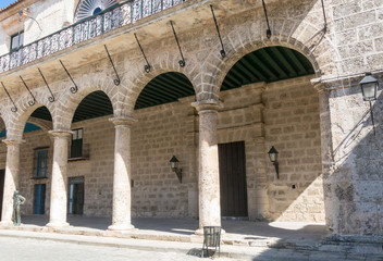Arcades of the Palace of the Conde Lombillo. in the Cathedral Square, Old Havana, Cuba.