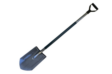 Professional metal shovel or garden spade isolated on a white background (clipping path)