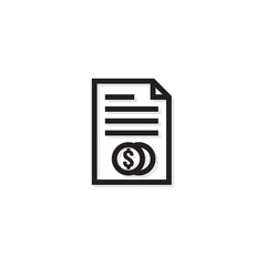 Accounting business management line Icon. Payment money dollar bill Invoice symbol. budget cost finance report document with chart. Small data concept. outline vector illustration design