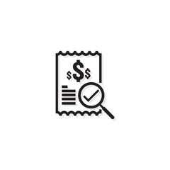 Invoice line icon. Payment money dollar bill symbol. budget cost finance report document with chart. Small data concept. Accounting business management line sign. outline vector illustration design