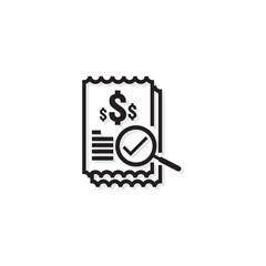 Invoice line icon. Payment money dollar bill symbol. budget cost finance report document with chart. Small data concept. Accounting business management line sign. outline vector illustration design
