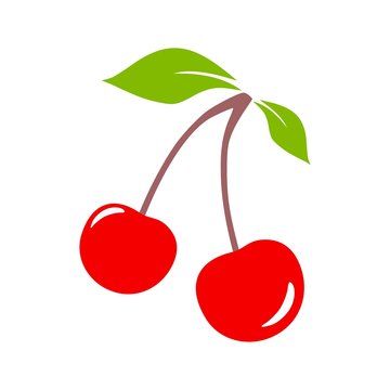 Cherry with a leaf, cherry illustration