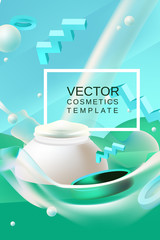 Vector abstract poster or banner cosmetics template in blue and green colors