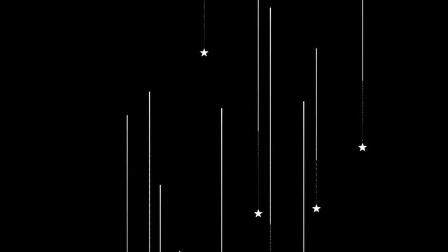 Stars Magic Trail. Stars with liniar trail on black background, 20 seconds duration.
