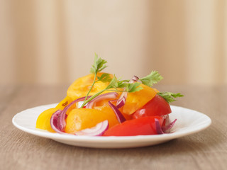 rustic salad from a tomato.