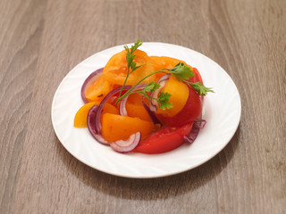 rustic salad from a tomato.