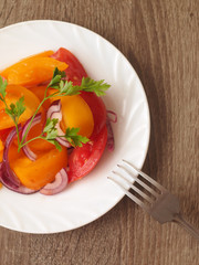 rustic salad from a tomato.