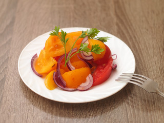 rustic salad from a tomato.