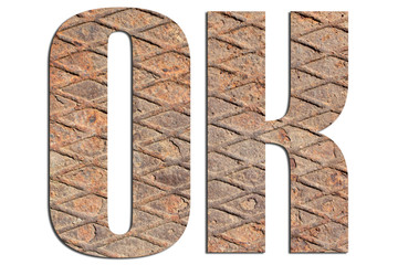 OK – with metal texture on white background