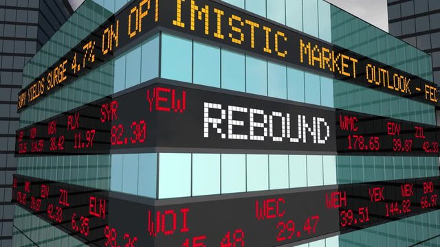 Rebound Prices Come Back Rise Increase Make Money Stock Market Ticker 3d Animation