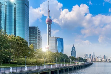 Crédence de cuisine en verre imprimé Shanghai Shanghai Bund Lujiazui Bâtiment Paysage Skyline
