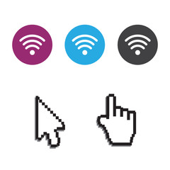 Free wi-fi icons and wifi applications and Hand arrow web cursor vector