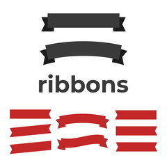 Glossy waving ribbon banners labels. Banner ribbon vector set