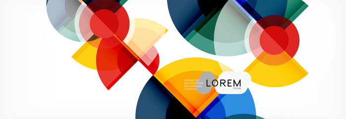 Abstract background - multicolored circles, trendy minimal geometric design
