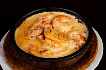Baked prawn in cream sauce