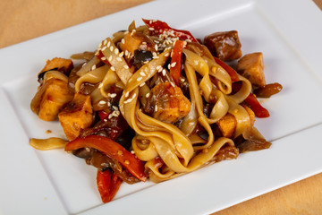 Udon with salmon