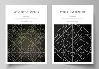 Business templates for brochure, magazine, flyer, booklet, report. Cover design template, vector layout in A4 size. Celtic pattern. Abstract ornament, geometric vintage texture, medieval ethnic style.