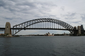 sydney harbour bridge, opera house in the background